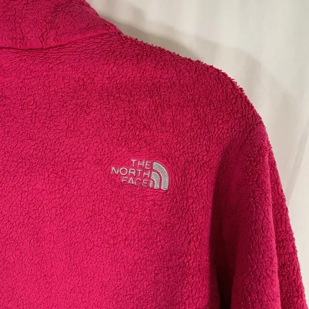 North Face Fleece Jacket Girls XL Pink Full Zip Rear Logo Zip Pockets polyester